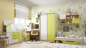 Детская комната Эппл (Зеленый/Белый/корпус Клен) в Туле - tula.katalogmebeli.com | фото
