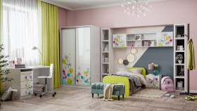 Детская комната Флер (Белый/корпус Выбеленное дерево) в Туле - tula.katalogmebeli.com | фото