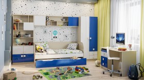 Детская комната Скай Люкс (Синий/Белый/корпус Клен) в Туле - tula.katalogmebeli.com | фото