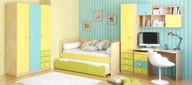 Детская комната Смайли (Желтый/Голубой/Зеленый/корпус Клен) в Туле - tula.katalogmebeli.com | фото