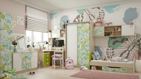 Детская комната Твит (Белый/Зеленый/корпус Клен) в Туле - tula.katalogmebeli.com | фото