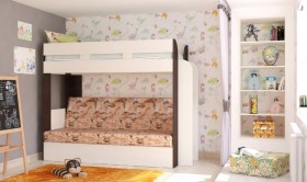 Кровать с диваном 75 Карамель Атлант (Венге Магия /Сосна Карелия/Савана) в Туле - tula.katalogmebeli.com | фото