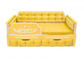 Кровать 160 серии Спорт 2 ящика 74 Жёлтый (мягкие боковые накладки) в Туле - tula.katalogmebeli.com | фото