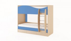 Кровать 2-х ярусная с ящиками (Беленый дуб/Синий) в Туле - tula.katalogmebeli.com | фото