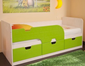 Кровать детская Минима 1,86м с ящиками (дуб атланта/лайм глянец) в Туле - tula.katalogmebeli.com | фото