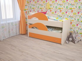 Кровать детская Радуга 1600 Млечный дуб/Оранжевый в Туле - tula.katalogmebeli.com | фото