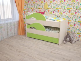 Кровать детская Радуга 1600 Млечный дуб/Салатовый в Туле - tula.katalogmebeli.com | фото 1