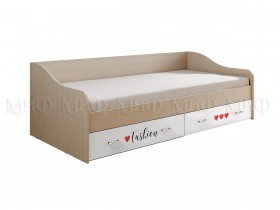 Кровать Girl Вега 0,9 м (Дуб беленый/Белый глянец/фотопечать) в Туле - tula.katalogmebeli.com | фото
