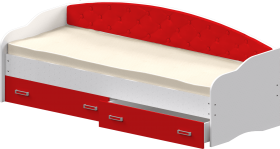 Кровать Софа-7 с мягкой спинкой (800х1900) Белый/Красный в Туле - tula.katalogmebeli.com | фото