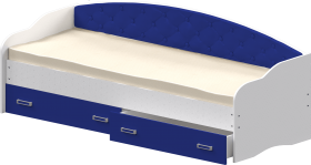 Кровать Софа-7 с мягкой спинкой (800х1900) Белый/Синий в Туле - tula.katalogmebeli.com | фото
