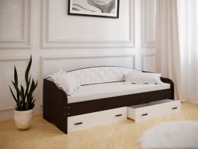 Кровать Софа-7 с мягкой спинкой (800х1900) Венге/ Белый в Туле - tula.katalogmebeli.com | фото