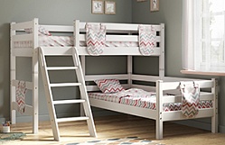 Кровать Соня вариант 8 угловая с наклонной лестницей Белый полупрозрачный в Туле - tula.katalogmebeli.com | фото