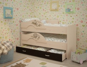 Кровать выкатная Радуга-Сафари детская 1600 Млечный дуб/Венге в Туле - tula.katalogmebeli.com | фото