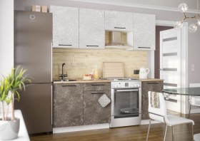 Кухонный гарнитур Нувель 2100мм белый/бетон коричневый в Туле - tula.katalogmebeli.com | фото