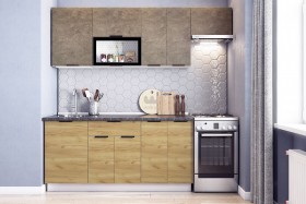 Кухонный гарнитур Стоун 2.2 (белый/камень темно-серый/акация светлая) в Туле - tula.katalogmebeli.com | фото