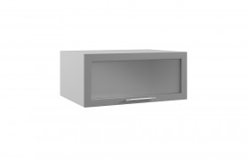 Квадро ГПГС 800 шкаф верхний горизонтальный глубокий со стеклом (Черника/корпус Серый) в Туле - tula.katalogmebeli.com | фото