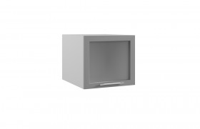 Квадро ГВПГС 500 шкаф верхний горизонтальный глубокий со стеклом высокий (Черника/корпус Серый) в Туле - tula.katalogmebeli.com | фото