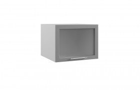 Квадро ГВПГС 600 шкаф верхний горизонтальный глубокий со стеклом высокий (Черника/корпус Серый) в Туле - tula.katalogmebeli.com | фото