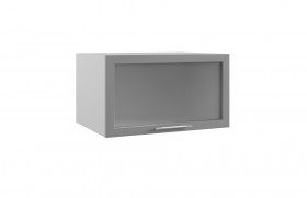 Квадро ГВПГС 800 шкаф верхний горизонтальный глубокий со стеклом высокий (Черника/корпус Серый) в Туле - tula.katalogmebeli.com | фото