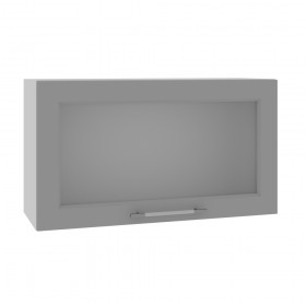 Квадро ВПГС 800 шкаф верхний горизонтальный со стеклом высокий (Черника/корпус Серый) в Туле - tula.katalogmebeli.com | фото