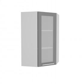 Квадро ВПУС 550 шкаф верхний угловой со стеклом высокий (Черника/корпус Серый) в Туле - tula.katalogmebeli.com | фото