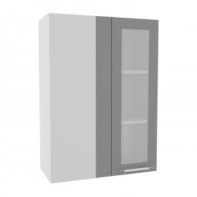 Квадро ВПУС 650 шкаф верхний угловой со стеклом высокий (Черника/корпус Серый) в Туле - tula.katalogmebeli.com | фото