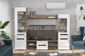 Мебель для гостиной МГС 6 (Исполнение 1/Дуб золотой/Белый глянец) в Туле - tula.katalogmebeli.com | фото