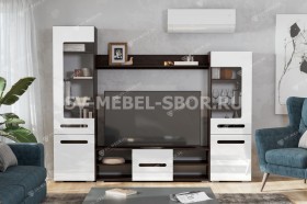 Мебель для гостиной МГС 6 (Исполнение 1/Венге/Белый глянец) в Туле - tula.katalogmebeli.com | фото 1