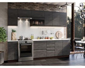 Модульная кухня Бруклин 2,8 м (Бетон черный/Венге) в Туле - tula.katalogmebeli.com | фото