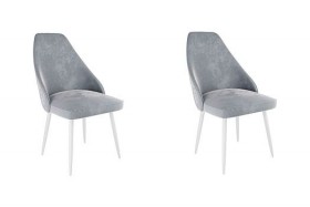 Набор стульев Милан 2 шт (серый велюр/белый) в Туле - tula.katalogmebeli.com | фото