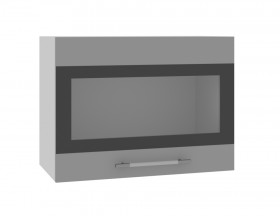 Норд ШВГС 600 Шкаф верхний горизонтальный со стеклом (Софт черный/корпус Белый) в Туле - tula.katalogmebeli.com | фото