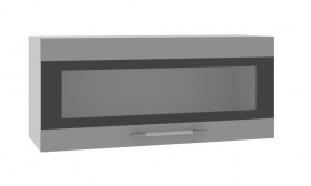Норд ШВГС 800 Шкаф верхний горизонтальный со стеклом (Софт черный/корпус Белый) в Туле - tula.katalogmebeli.com | фото