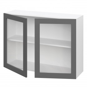 Норд ШВС 1000 Шкаф верхний со стеклом (Софт черный/корпус Белый) в Туле - tula.katalogmebeli.com | фото