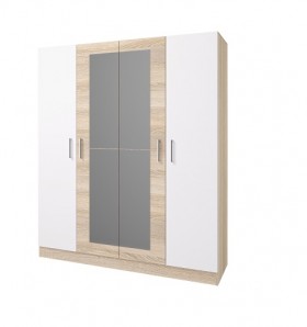 Шкаф 4-х створчатый Леси с зеркалом (Сонома/Белый) в Туле - tula.katalogmebeli.com | фото