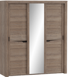 Шкаф трехдверный Соренто с раздвижными дверями Дуб стирлинг/Кофе структурный матовый в Туле - tula.katalogmebeli.com | фото