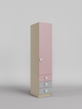 Шкаф угловой (секция с ящиками) Грэйси (Розовый/Серый/корпус Клен) в Туле - tula.katalogmebeli.com | фото