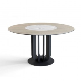 Стол круглый Rotor (160), шпон + керамика светлая в Туле - tula.katalogmebeli.com | фото