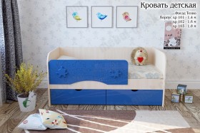 Техно Кровать детская 2 ящика 1.6 Синий глянец в Туле - tula.katalogmebeli.com | фото